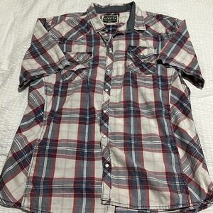 BKE Vintage  XXL short sleeve button down shirt red, white and blue.
